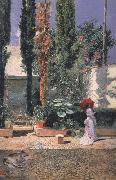 Marsal, Mariano Fortuny y Garden of Fortuny's House (nn02) oil painting on canvas